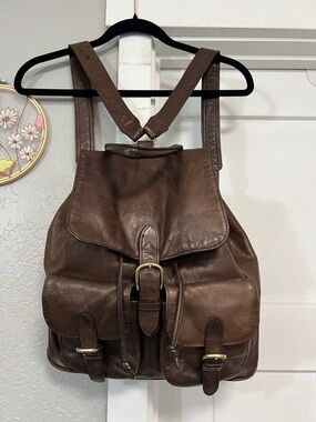 Boulder Ridge Brown Leather drawstring  Backpack Bag